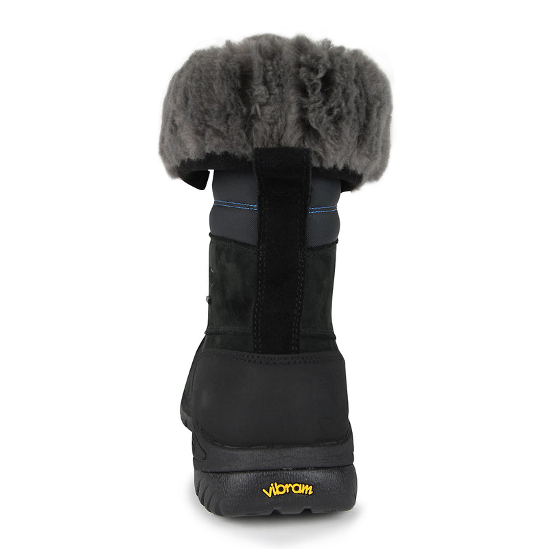 Back view of waterproof Butte Quilted boot with Vibram outsole and plush lining, showcasing the cuffable shaft and nubuck upper design.